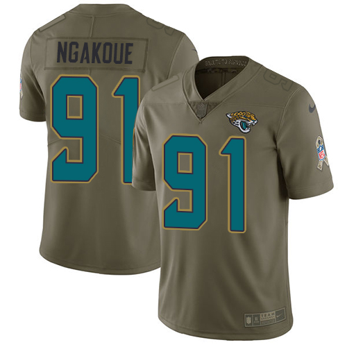 Nike Jaguars #91 Yannick Ngakoue Olive Men's Stitched NFL Limited Salute To Service Jersey - Click Image to Close